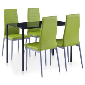 vidaXL viieosaline s&ouml;&ouml;gitoakomplekt, roheline