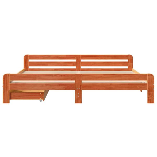 vidaXL voodiraam ilma madratsita, vahapruun, 200 x 200 cm, m&auml;nnipuit