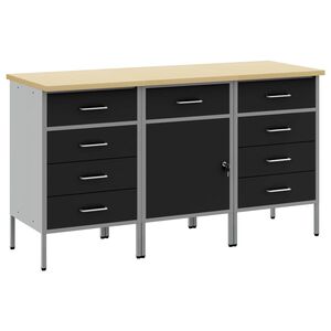 vidaXL T&ouml;&ouml;kapp sahtliga lukuga 3 pcs Must ja Hall 150 x 55 x 85 cm
