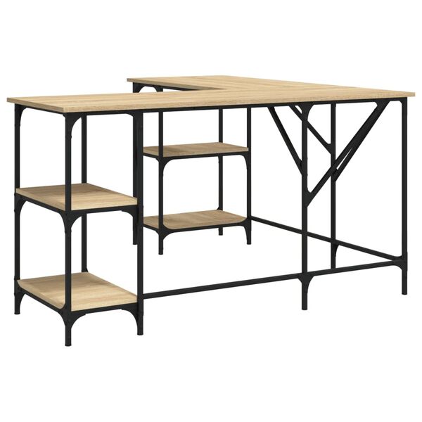 vidaXL kirjutuslaud, Sonoma tamm, 139 x 139 x 75 cm, tehispuit