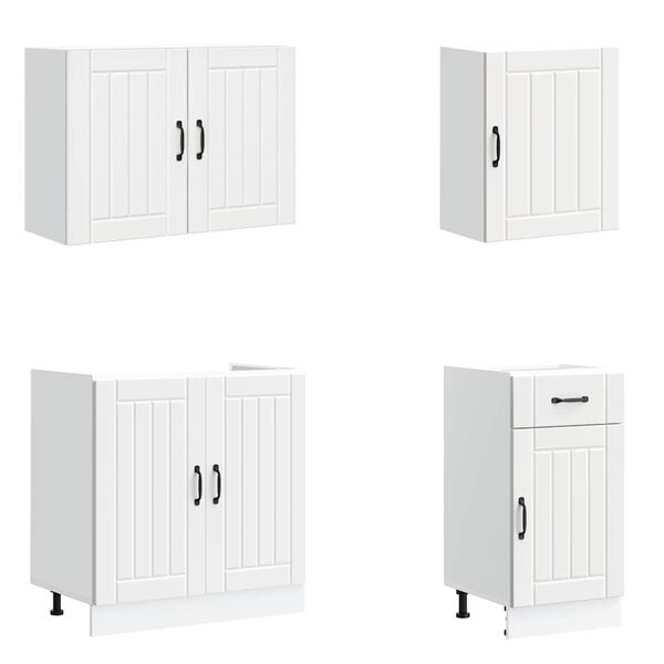 vidaXL 7-osaline k&ouml;&ouml;gikapi komplekt Lucca, valge, tehispuit