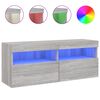 vidaXL teleri seinakapp LED-tuledega, hall Sonoma tamm, 100x30x40 cm