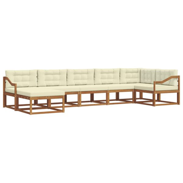 vidaXL V&auml;li diivanikomplekt padjaga 7 pcs Looduslik ja kreem