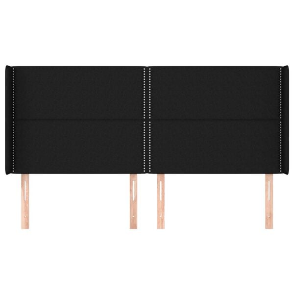 vidaXL voodipeats servadega, must, 163x16x118/128 cm, kangas