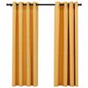 vidaXL linase v&auml;limusega pimendavad kardinad 2 tk kollane 140 x 175 cm