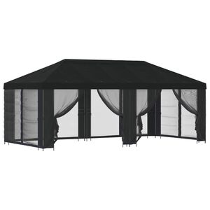 vidaXL Paviljon k&uuml;lgseinadega 6 x 3 m Must Pol&uuml;ester ja teras 190