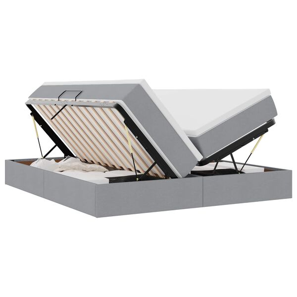 vidaXL Voodi hoiukohaga ja madratsiga Helehall 180 x 200 cm Pol&uuml;ester