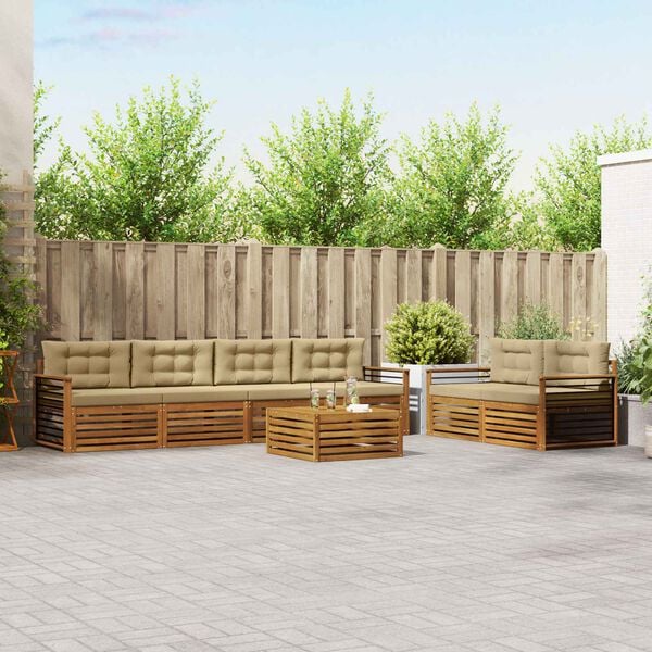 vidaXL V&auml;li diivanikomplekt padjaga 7 pcs Looduslik ja beež