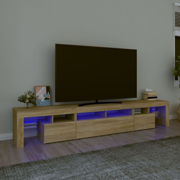 vidaXL telerialus LED-tuledega, Sonoma tamm, 230x36,5x40 cm