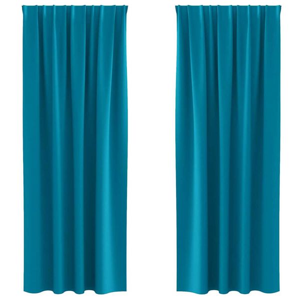 vidaXL Kardinad r&otilde;ngastega 2 pcs T&uuml;rkiis 225 x 140 cm Pol&uuml;ester