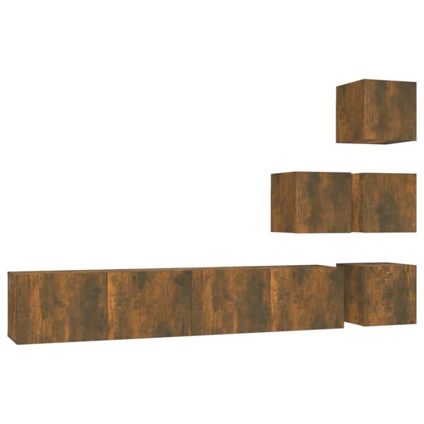 vidaXL seinale kinnitatav telerikapp, suitsutatud tamm, tehispuit