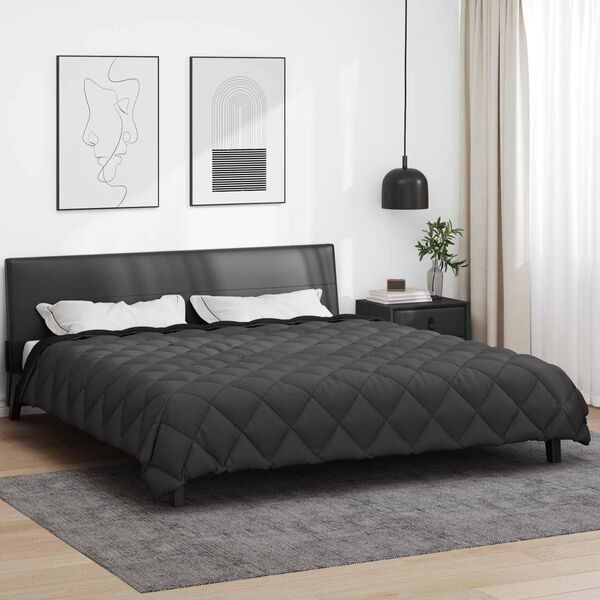 vidaXL Talve tek Must ja Anthracite 240 x 200 cm Mikrokiud