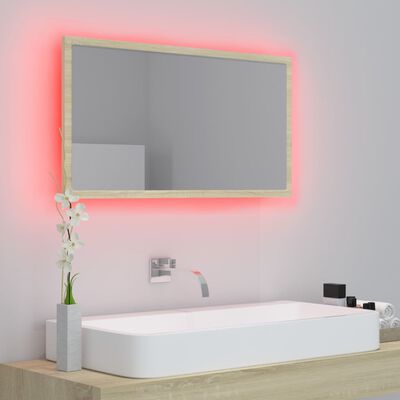 vidaXL LED vannitoa peeglikapp, Sonoma tamm, 80x8,5x37 cm, akrüül