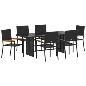 vidaXL Aia s&ouml;&ouml;gilaudade komplekt 7 pcs Must pol&uuml;rotang