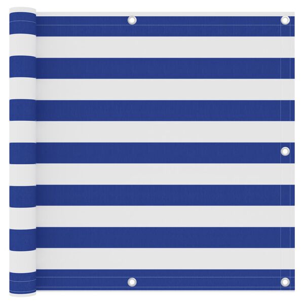 vidaXL rõdusirm, valge ja sinine, 90 x 400 cm, oxford-kangas