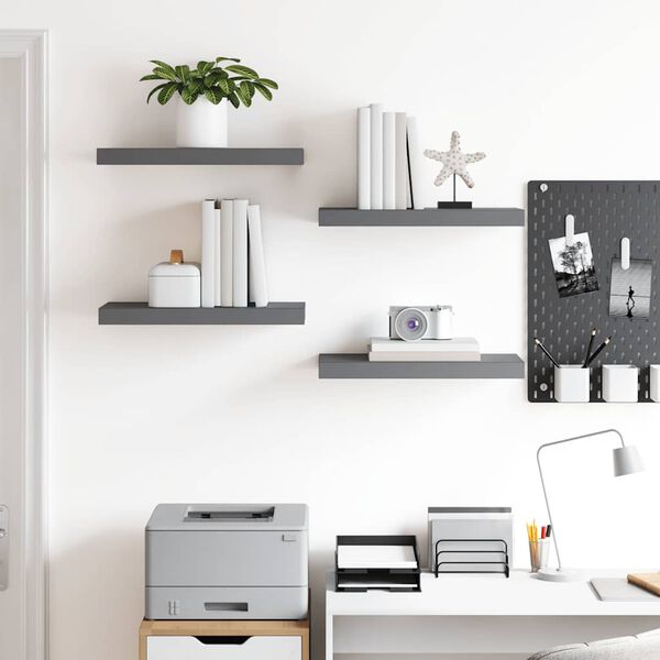 vidaXL seinariiulid, 4 tk, k&otilde;rgl&auml;ikega, hall, 50 x 23 x 3,8 cm MDF