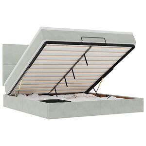 vidaXL Ottomani voodiraam madratsitega, helehall, 180x200 cm, samet