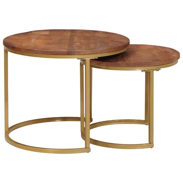 vidaXL Pesitsevad Kohvilaud 2 pcs Töödeldud mangopuit ja teras