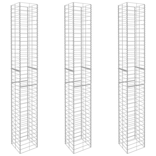 vidaXL gabioonkorvid 3 tk, tsingitud teras 25 x 25 x 197 cm