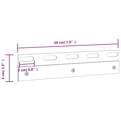vidaXL ühendusplaadid 6 tk, hõbedane, 20 cm, roostevaba teras