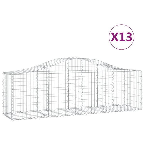 vidaXL kaarekujulised gabioonkorvid 13 tk, 200x50x60/80 cm, raud