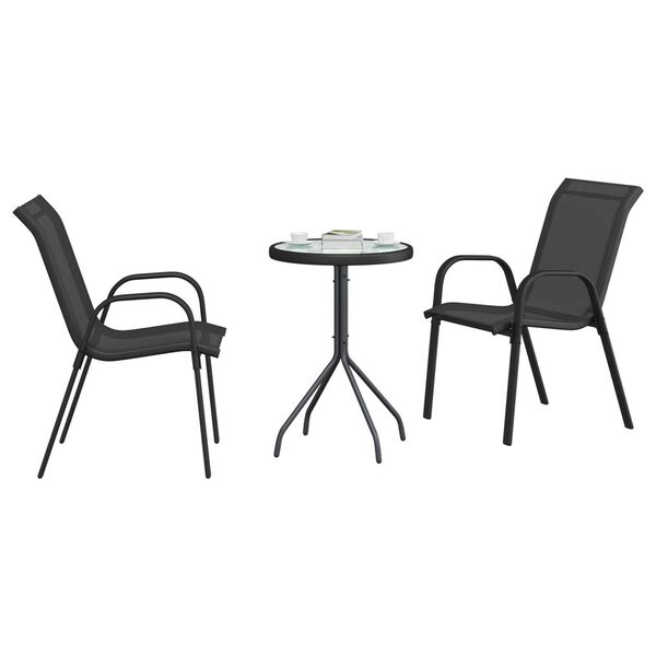 vidaXL Aia Bistroo Komplekt 3 pcs Must Teras