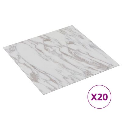 vidaXL iseliimuvad põrandaplaadid 20 tk, PVC, 1,86 m², valge marmor