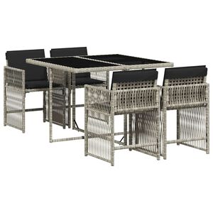 vidaXL 5-osaline aiam&ouml;&ouml;bli komplekt patjadega, helehall, pol&uuml;rotang