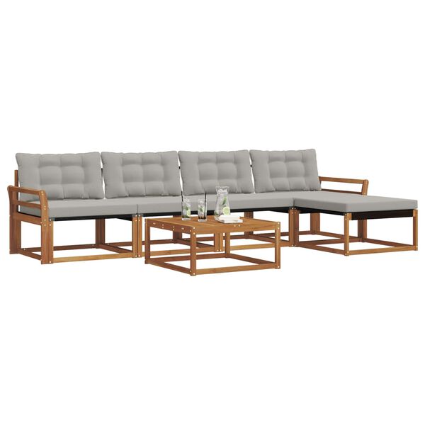 vidaXL V&auml;li diivanikomplekt padjaga 6 pcs Looduslik ja Hele Hall