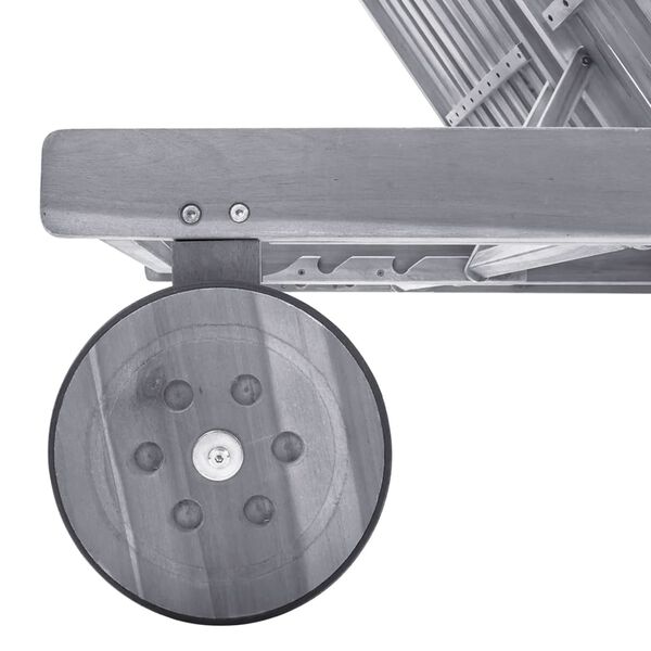 vidaXL kahekohaline päevitustool istmepadjaga, hall, akaatsiapuit