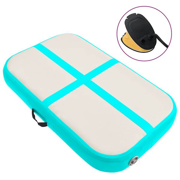 vidaXL täispumbatav võimlemismatt pumbaga 60x100x15 cm PVC roheline