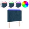 vidaXL LED-voodipeats, tumesinine, 83x16x118/128 cm, samet
