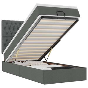 vidaXL Ottomani voodiraam madratsiga, tumehall, 90x190cm, kangas