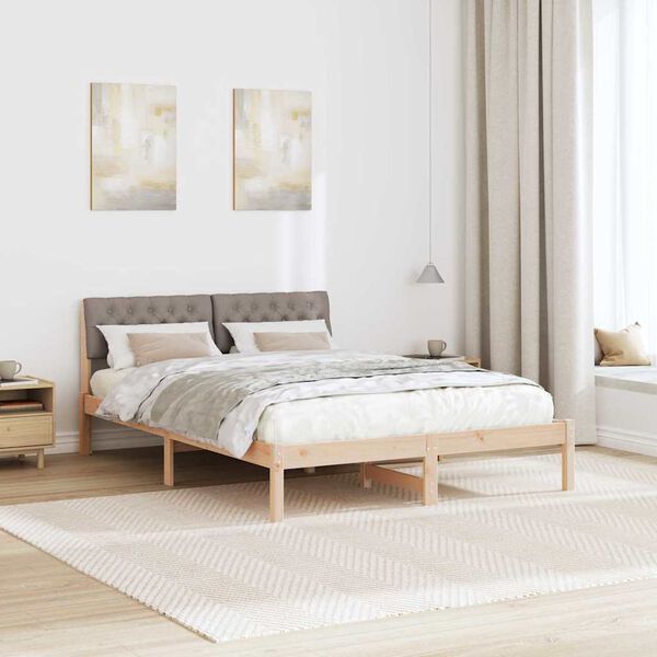 vidaXL Beti raam peaga Pruun ja taupe 135 x 190 cm M&auml;nnipuit