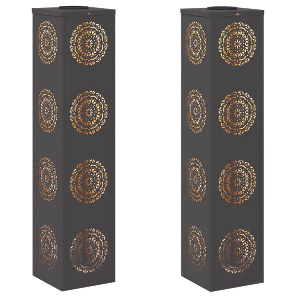 vidaXL P&auml;ikese LED k&auml;igutee tuli 2 pcs Must K&uuml;lmvaltsitud teras