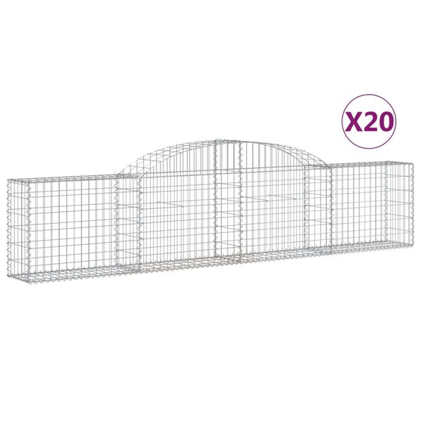 vidaXL kaarekujulised gabioonkorvid 20 tk, 300 x 30 x 60/80 cm, raud
