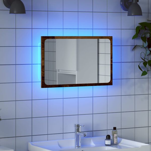 vidaXL vannitoapeegel LED valgusega vana puit 60x8,5x38 cm