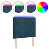 vidaXL LED-voodipeats, tumesinine, 80x5x118/128 cm, samet