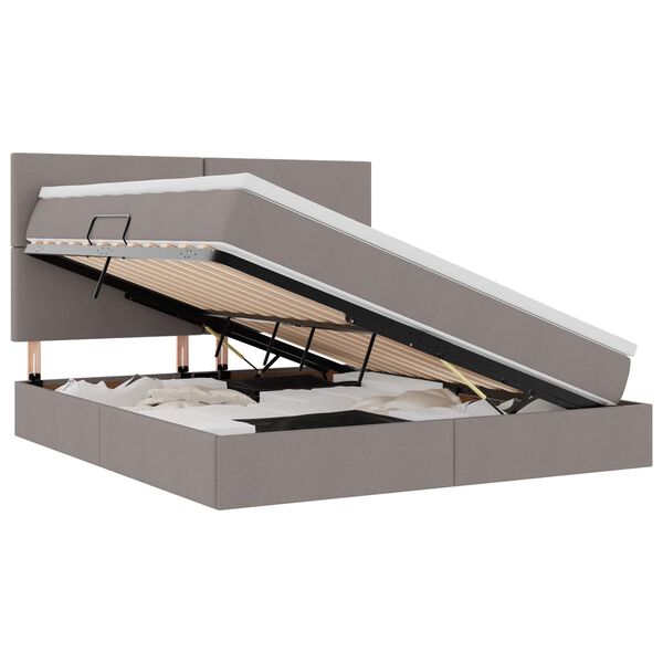 vidaXL LED-valgusega hoiuvoodi Pruunikashall 180 x 200 cm Pol&uuml;ester