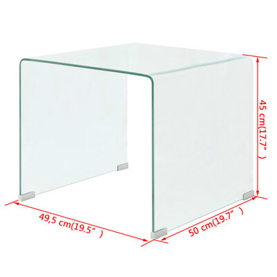 vidaXL karastatud klaasist kohvilaud 49,5 x 50 x 45 cm läbipaistev