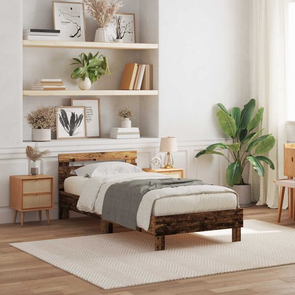 vidaXL Voodi raam Vana puit 90 x 190 cm Tehispuit