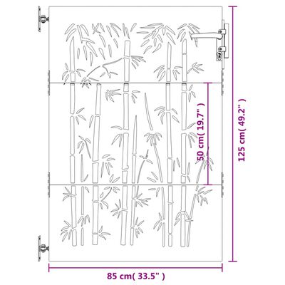 vidaXL aiavärav, 85 x 125 cm, Corteni teras, bambuse kujundus