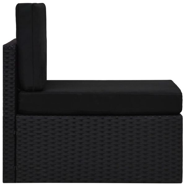 vidaXL sektsiooniline keskmine diivan, polürotang, must