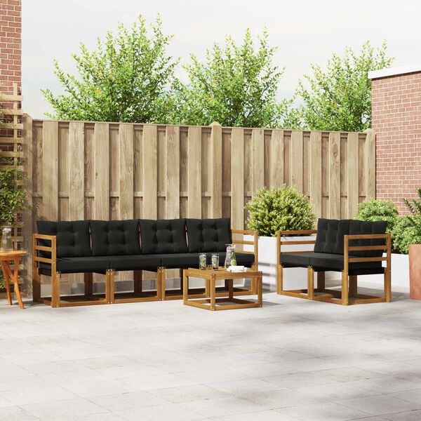 vidaXL V&auml;li diivanikomplekt padjaga 7 pcs Looduslik ja must