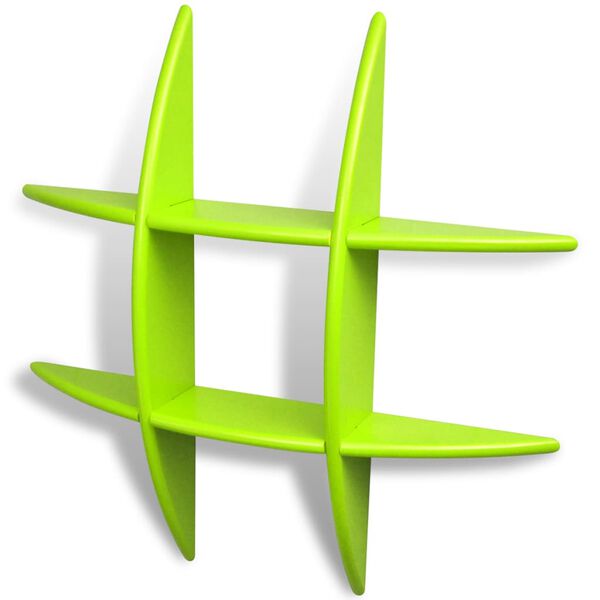 Roheline MDFist seinale kinnitatav riiul raamatute/DVDde jaoks