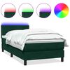 vidaXL kontinentaalvoodi madrats ja LED Tumeroheline 90x210 cm samet