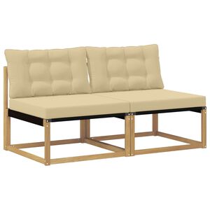 vidaXL V&auml;ljas Keskmine Diivan Tugev acacia puit ja Textilene Valge