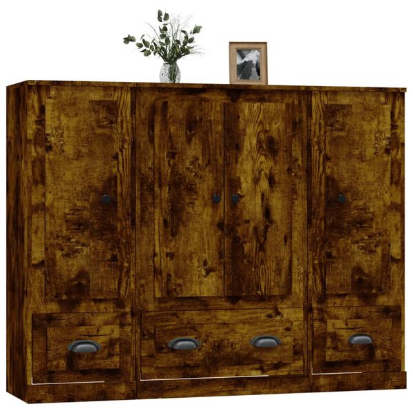 vidaXL k&otilde;rged kapid 3 tk, suitsutatud tamm, tehispuit