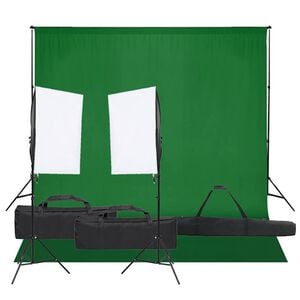vidaXL fotostuudio komplekt valgustuse ja taustapildiga