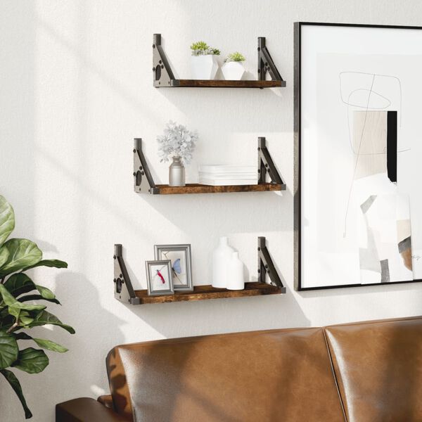 vidaXL 3-osaline seinariiuli komplekt, suitsutatud tamm, tehispuit